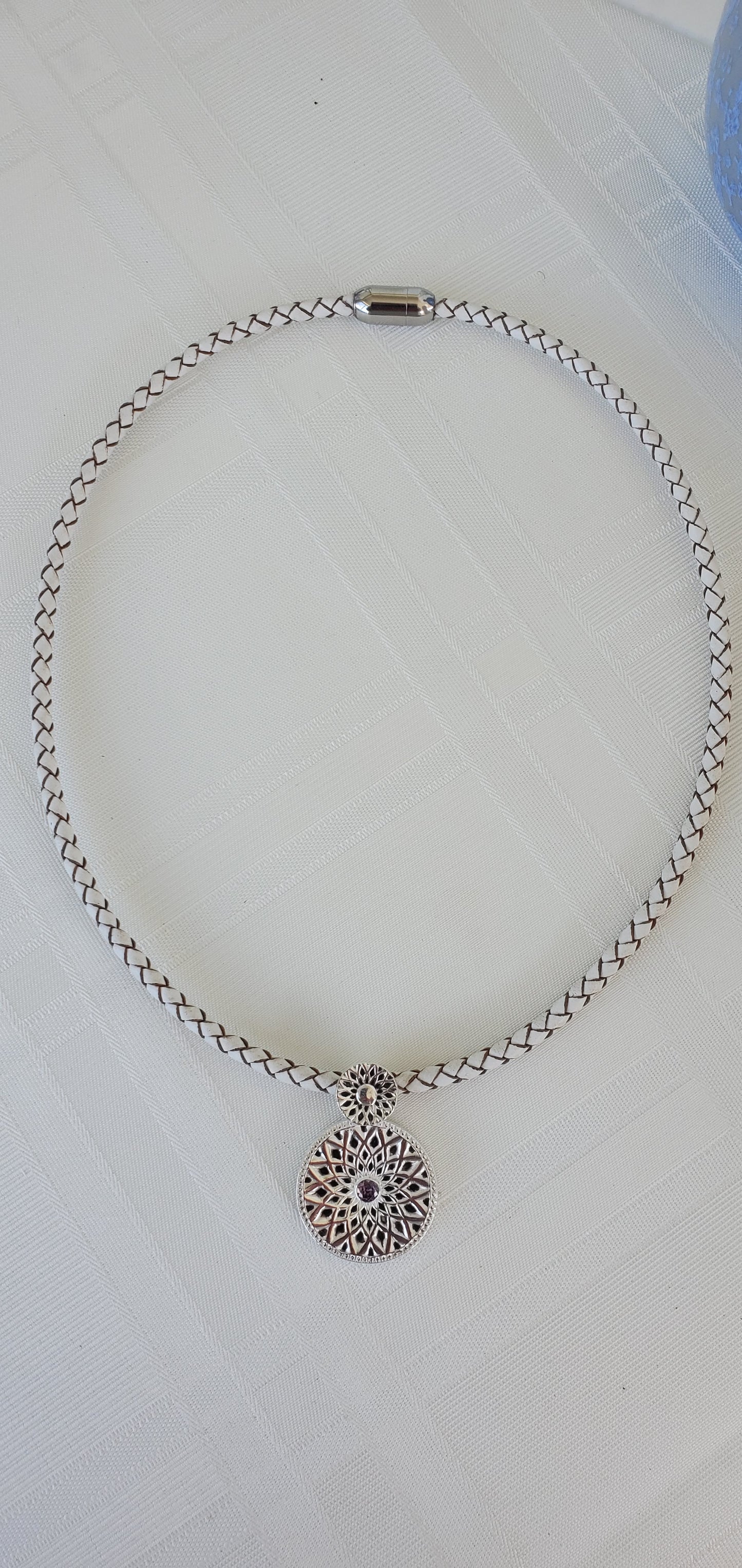 Silver Medallion with Amethyst Gemstone