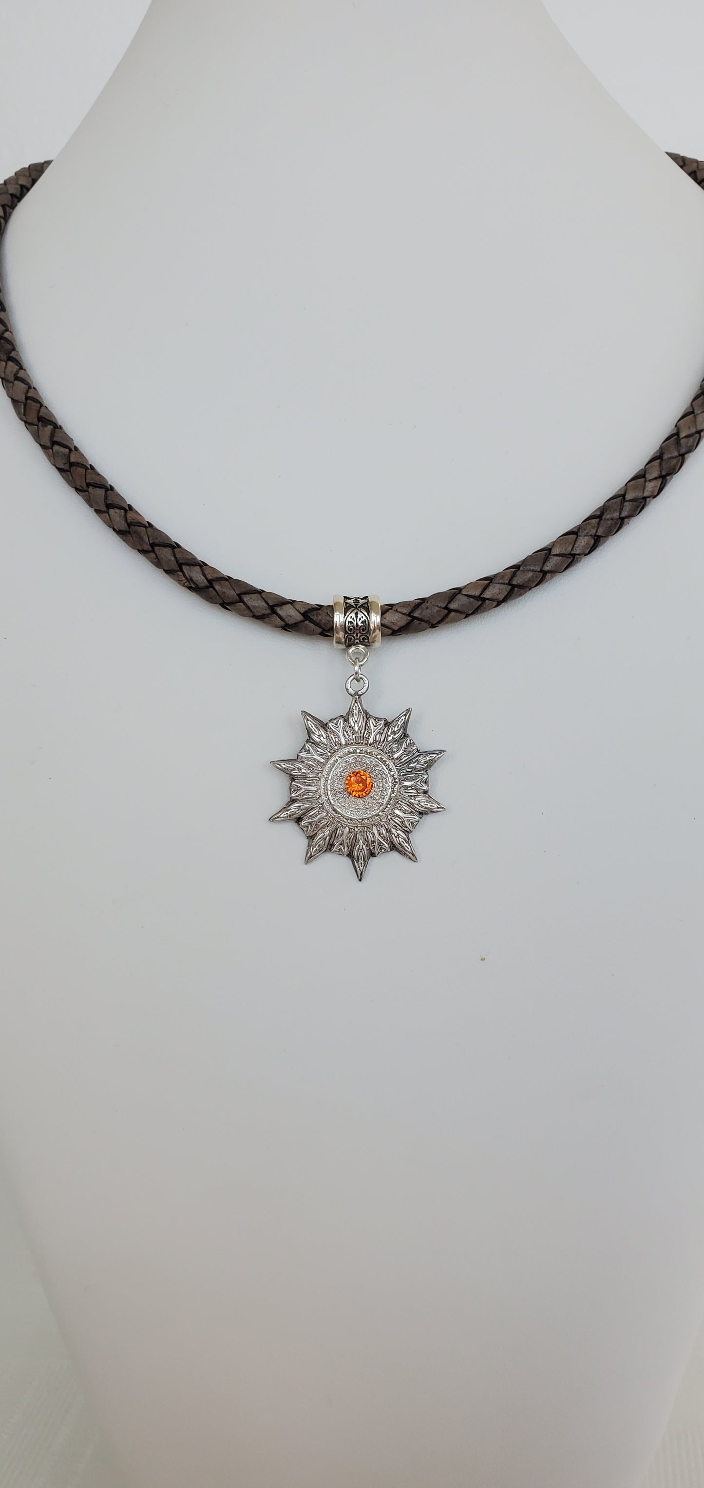 Silver Flames Fire Opal Pendant