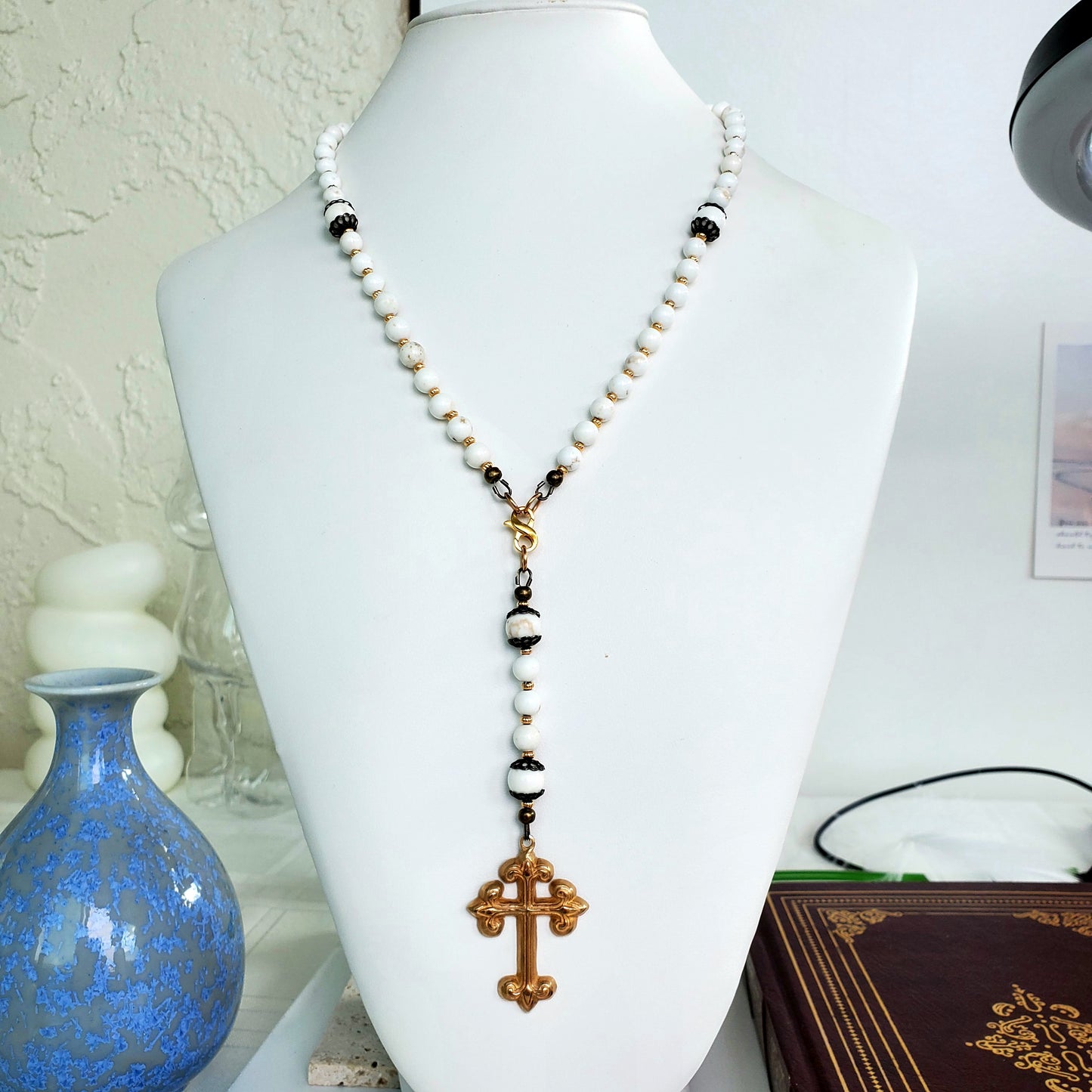 Bronze Cross Rosary and Necklace