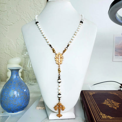 Bronze Cross Rosary and Necklace