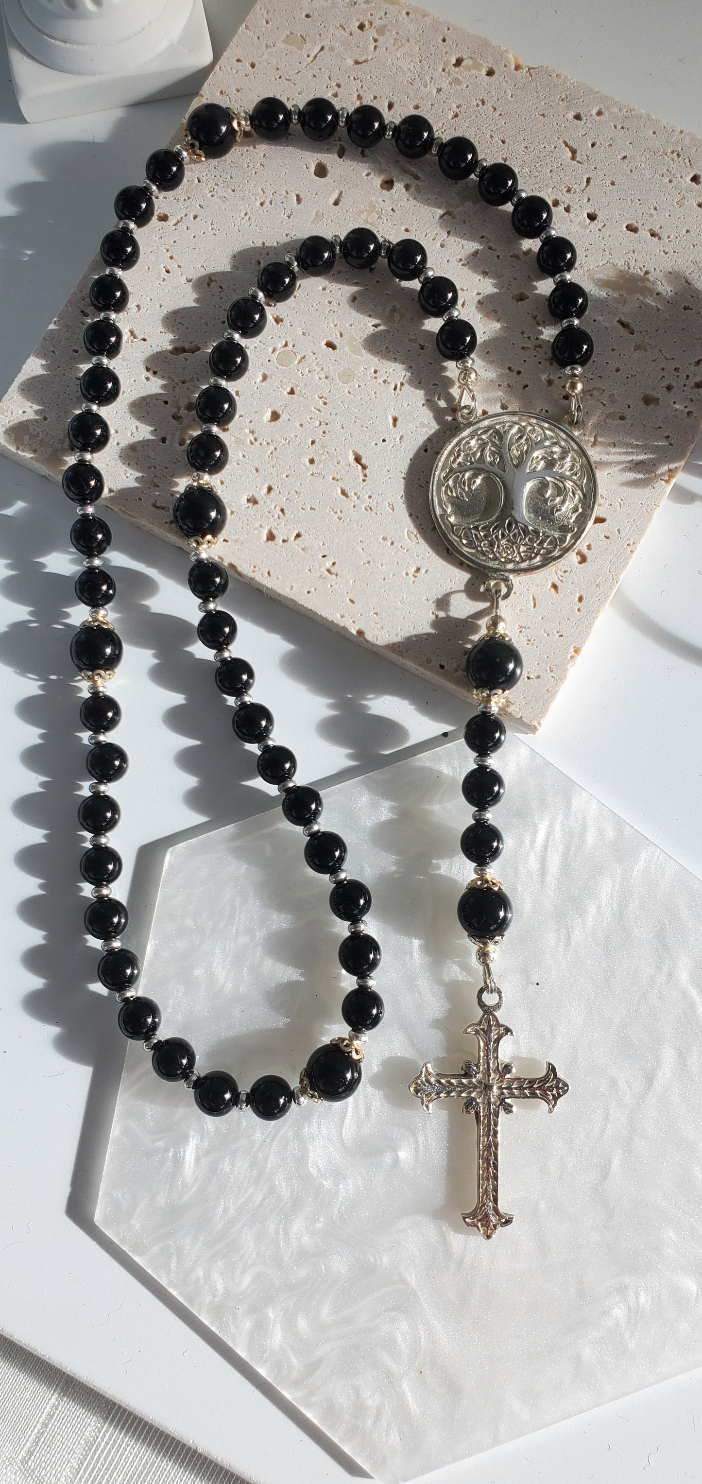 Silver Cross rosary