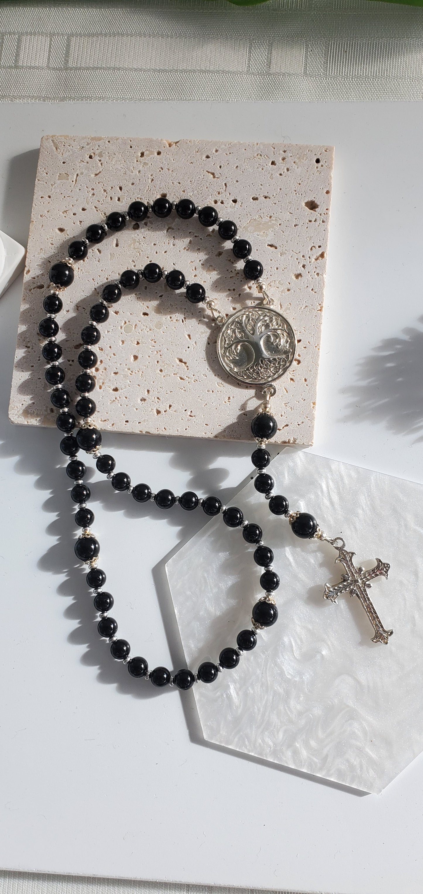 Silver Cross rosary