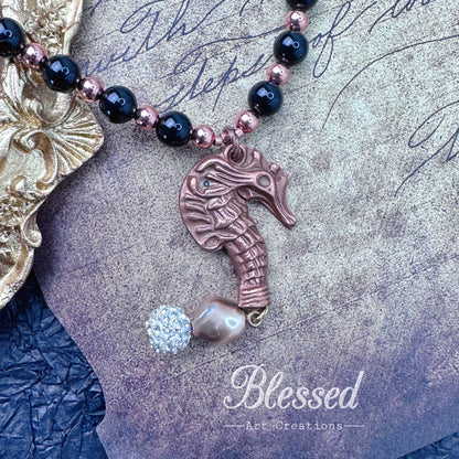 Sea Horse and crystal Pendant