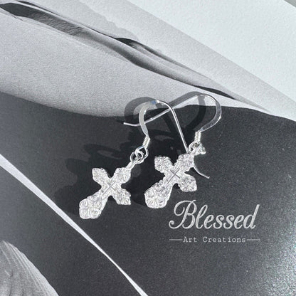 Silver cross earrings style C