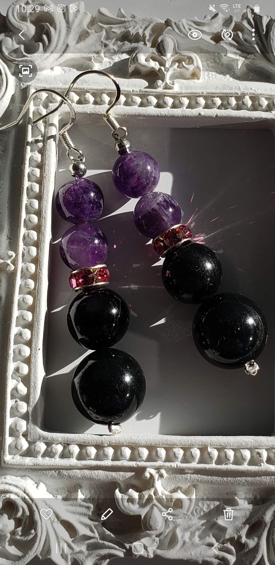 Amethyst and Black Onyx Bracelet and Earring Set