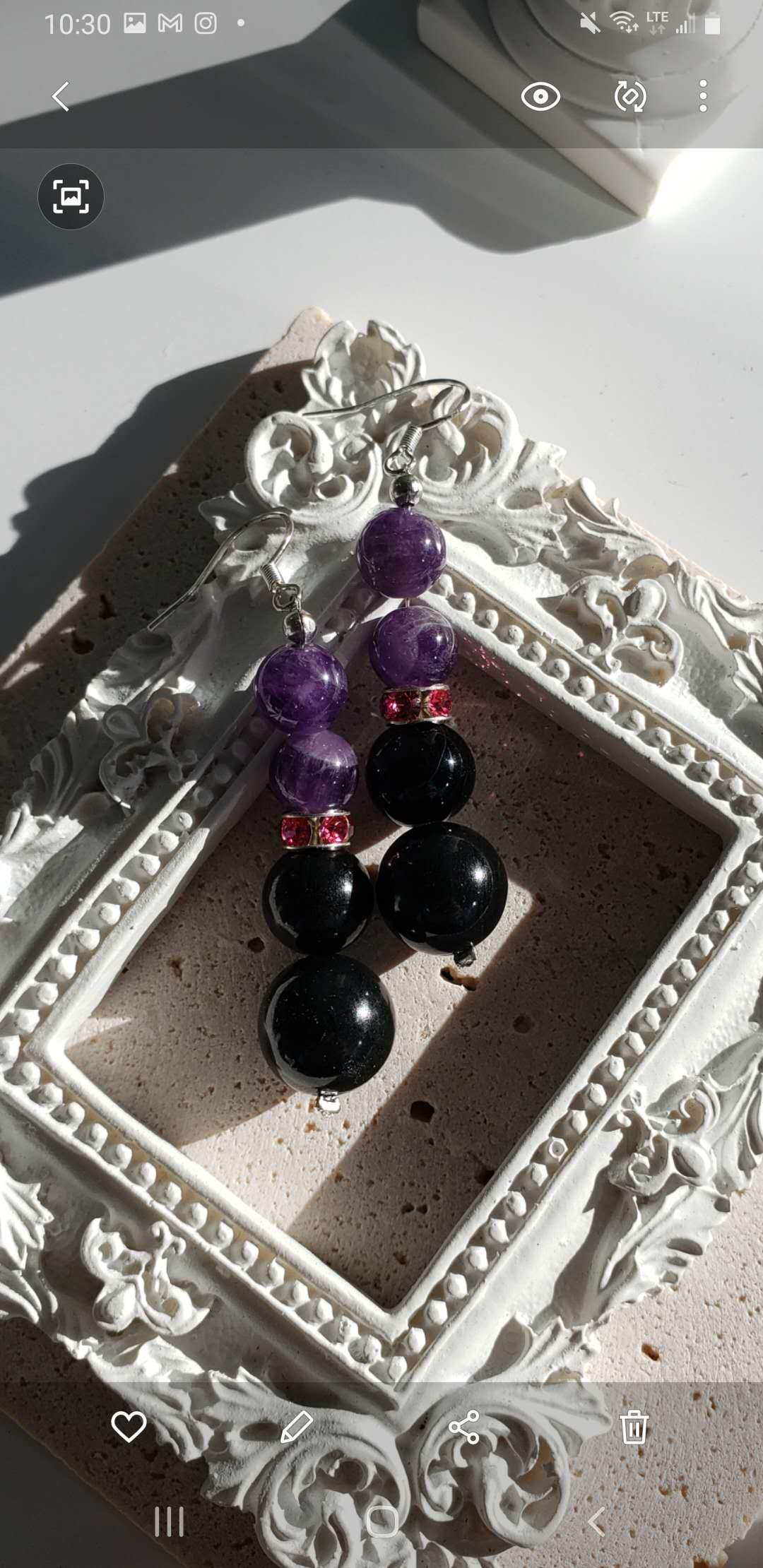 Amethyst and Black Onyx Bracelet and Earring Set